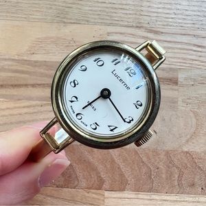 Vintage Lucerne ladies gold tone mechanical Swiss bangle bracelet watch